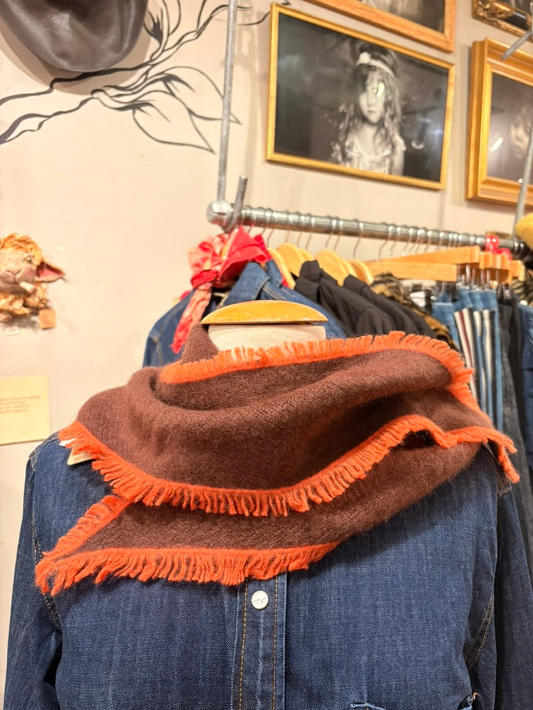 Coffee Fringe Edge Triangle Scarf