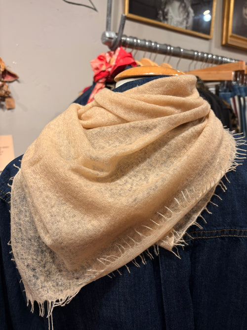 Apricot Solid Square Cashmere Scarf