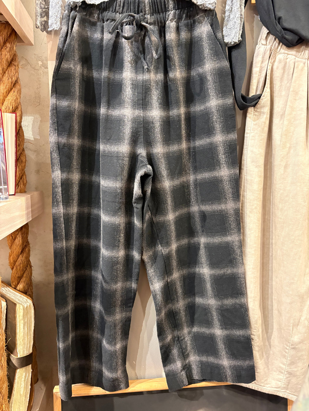 Plaid Pants with Drawstring