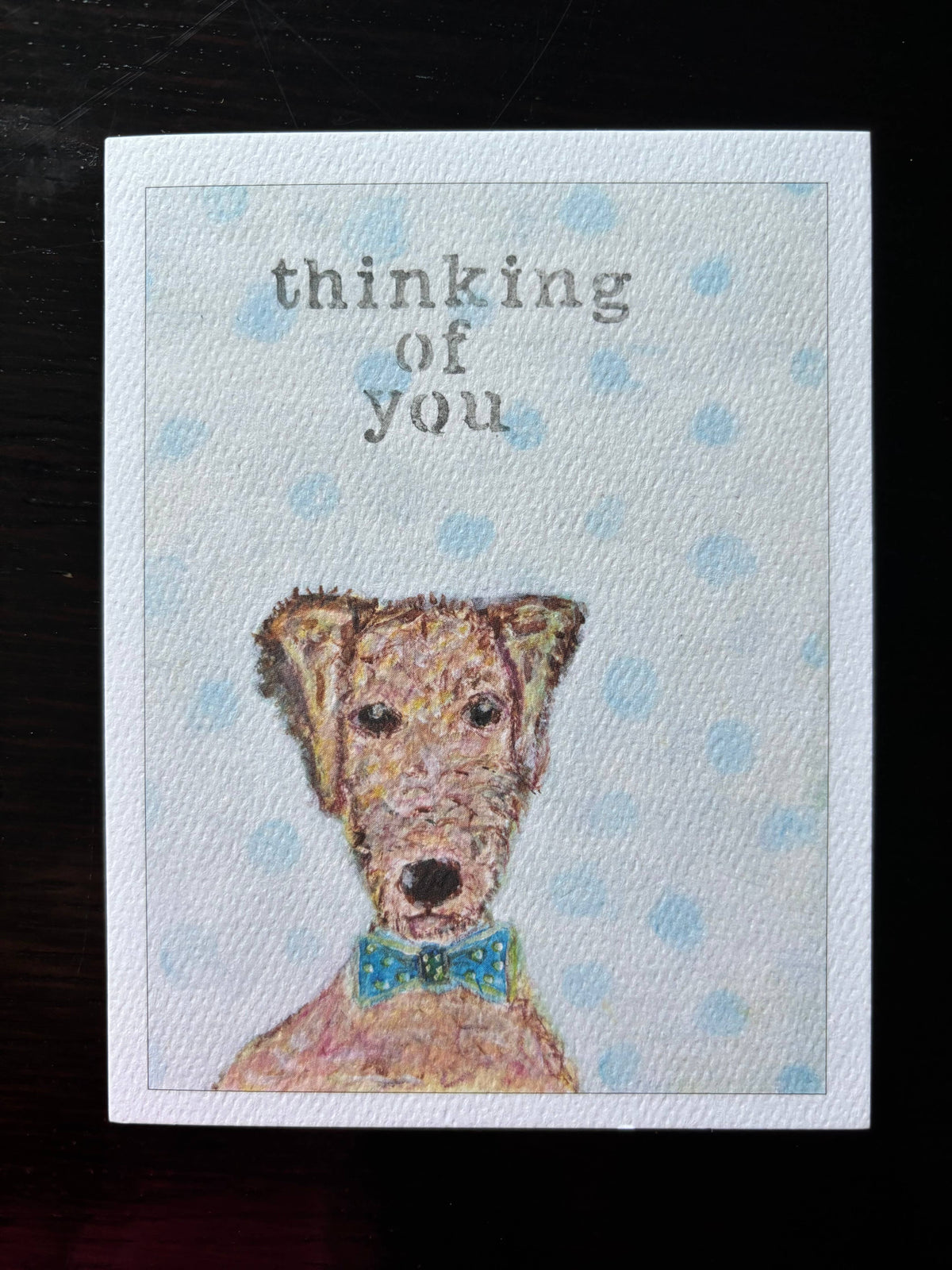 Thinking of you terrier in bow tie dog card