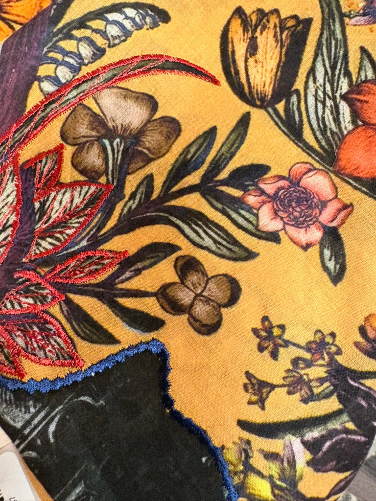 Golden Mustard Print Cotton Scarf