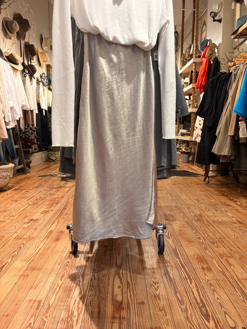 Washed Satin Skirt - Oat