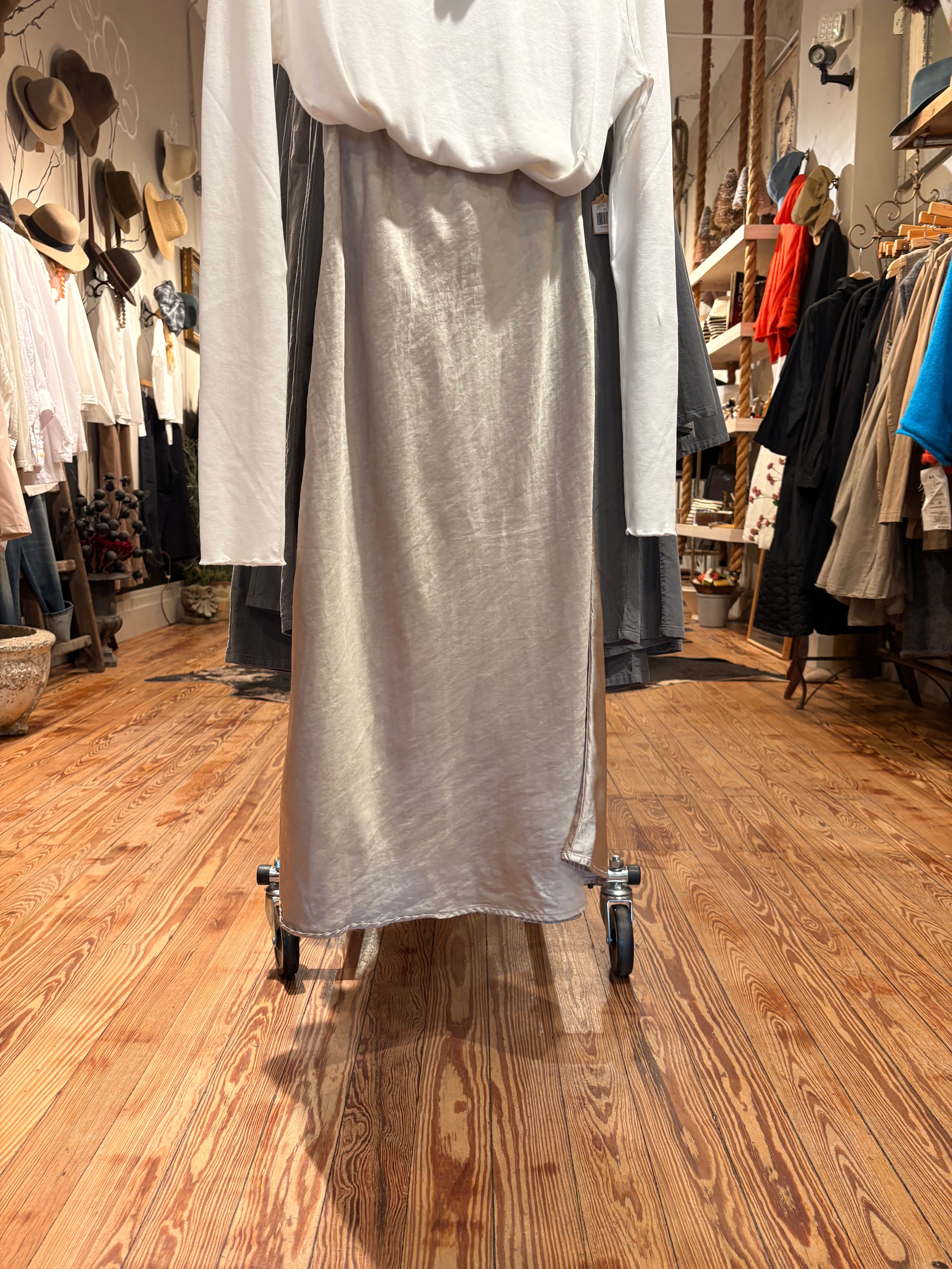 Washed Satin Skirt - Oat