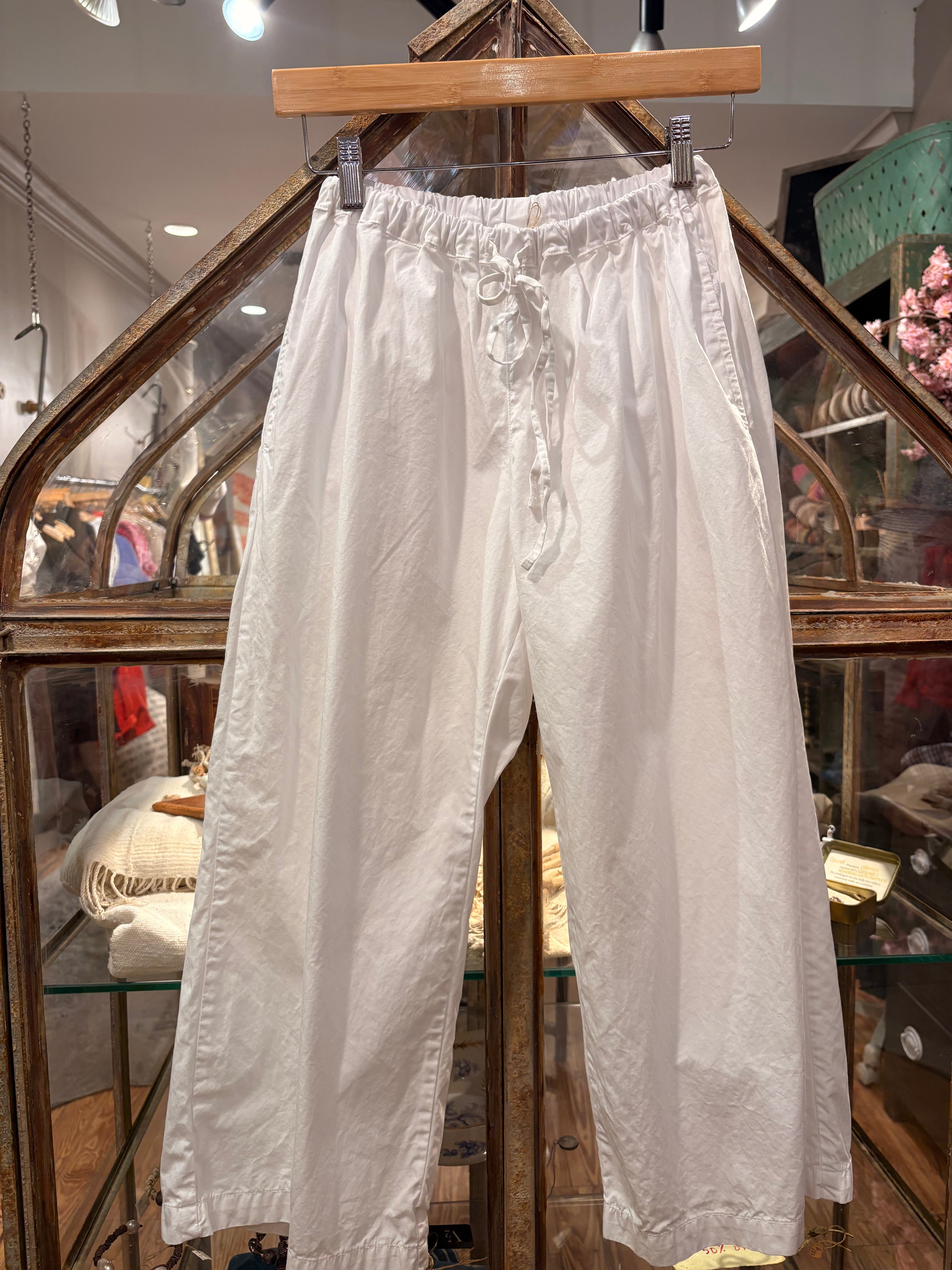 Cropped Poplin Pant - White