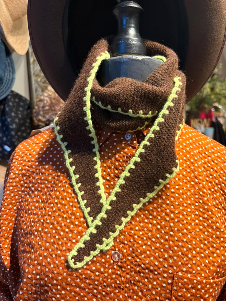 Americano Small Scarf with Crochet Edge