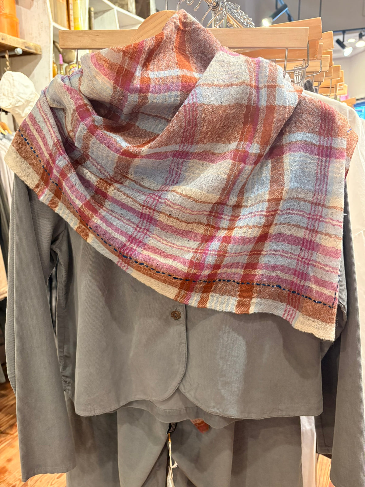 Baby Blue Large Plaid Square Scarf
