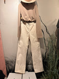 Stretch Cropped Mini Flair in Cream