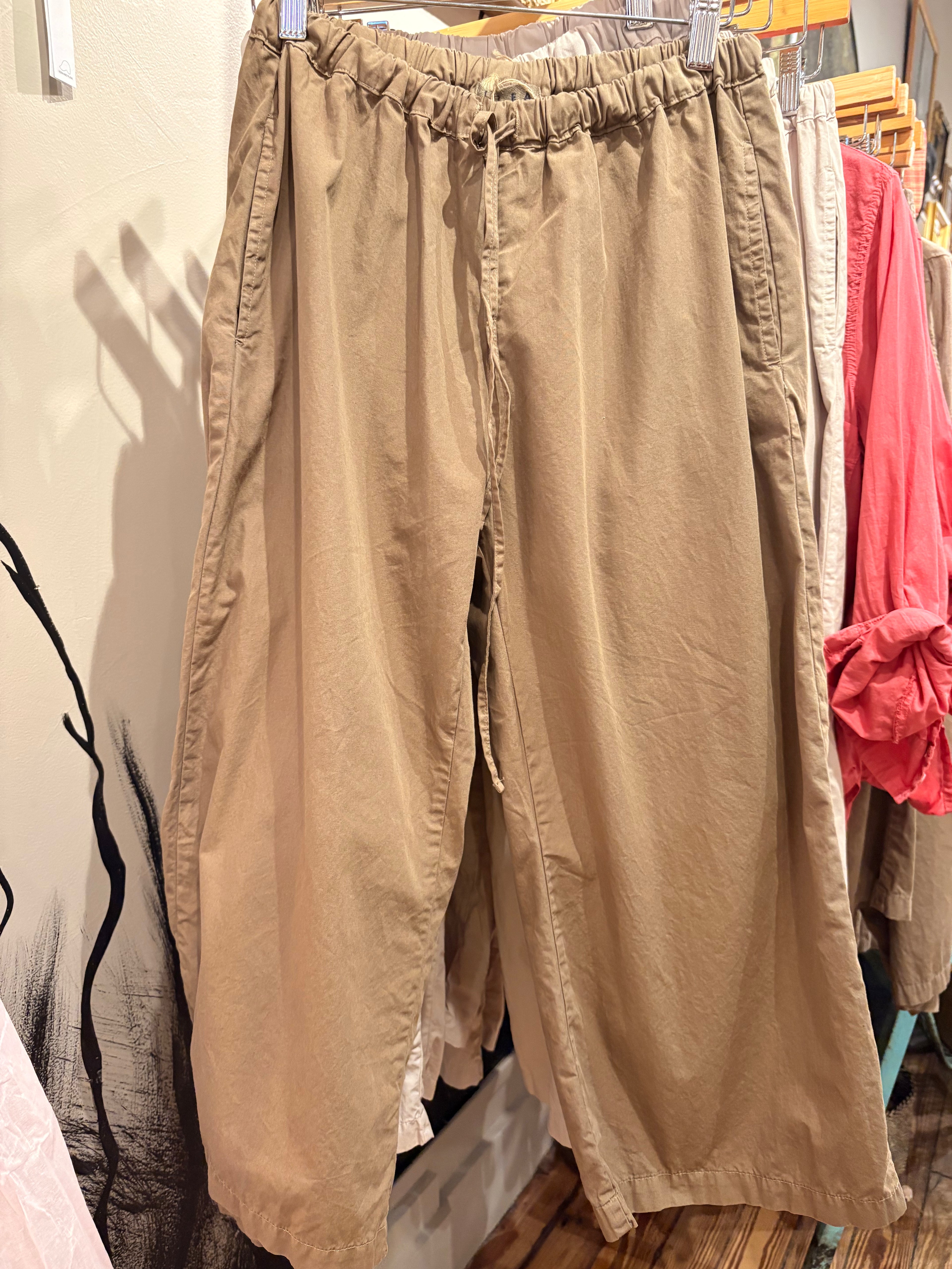 Cropped Poplin Pant - Bark