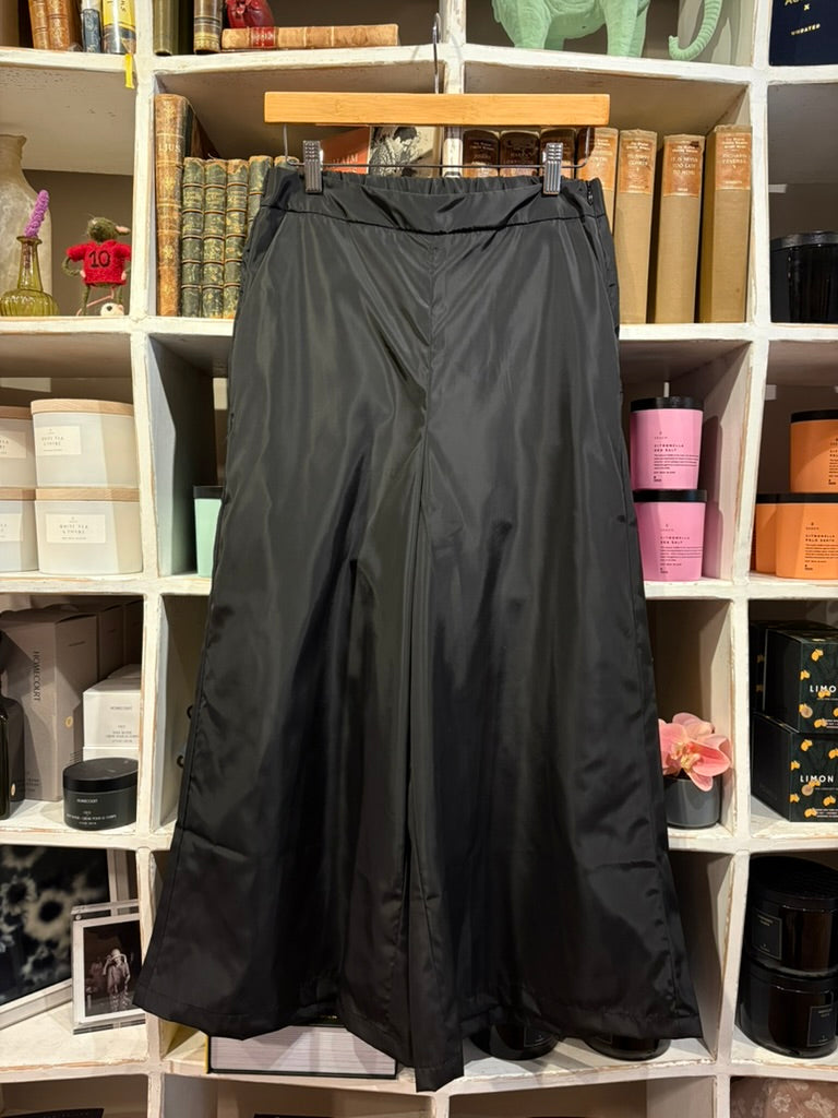 Taffeta Wide-Leg Pants - Black