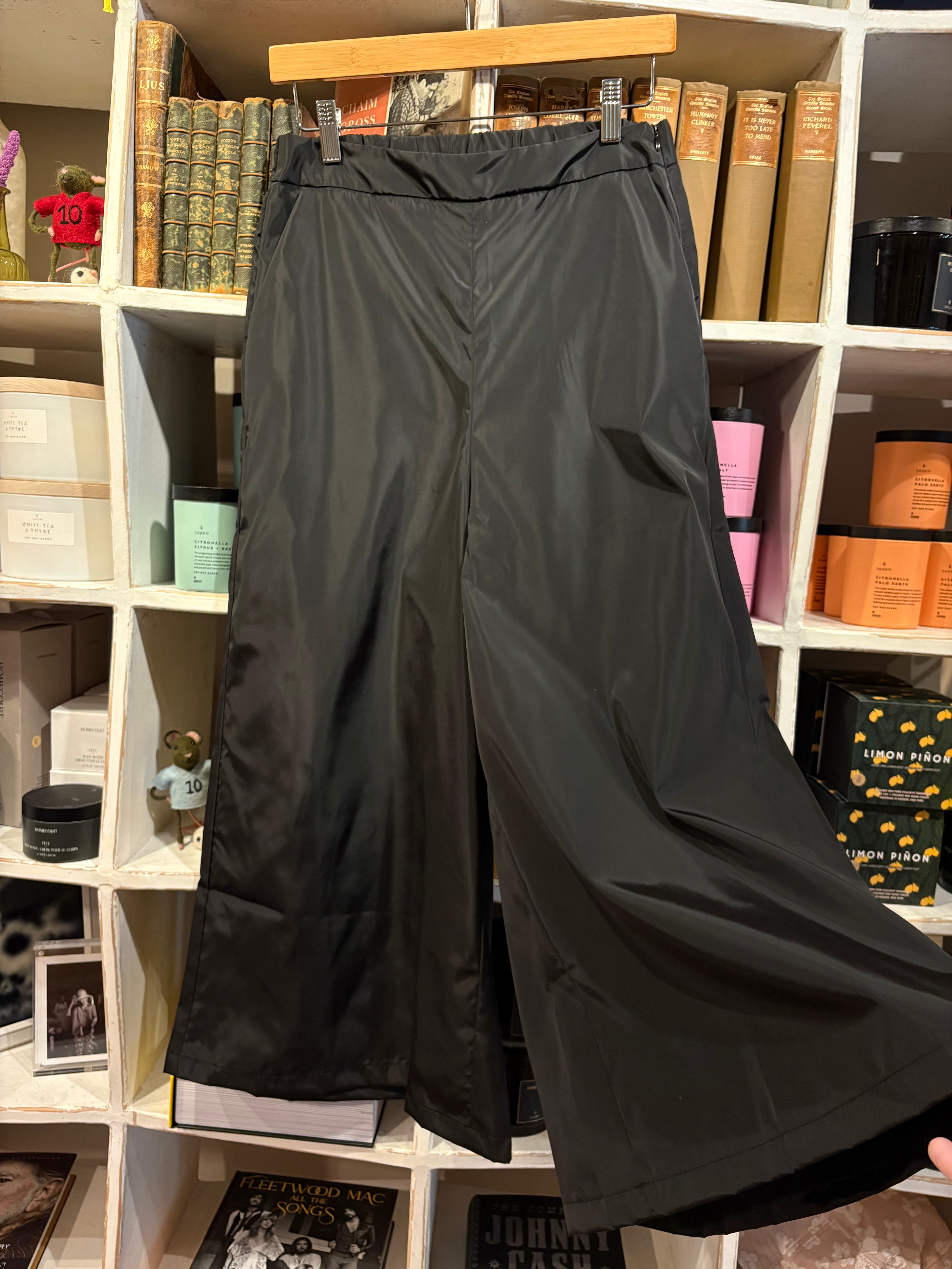Taffeta Wide-Leg Pants - Black