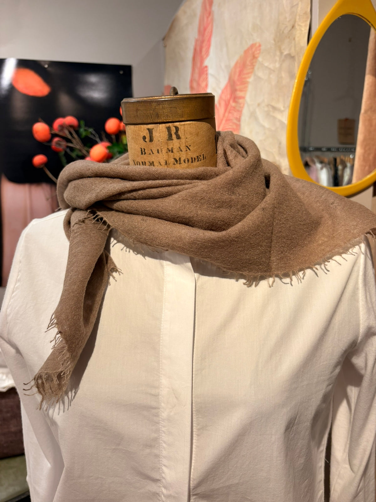 Taupe Solid Square Cashmere Scarf