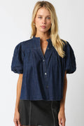 Puff Sleeve Denim Blouse