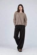 Long Sleeve Boxy Tee in Latte