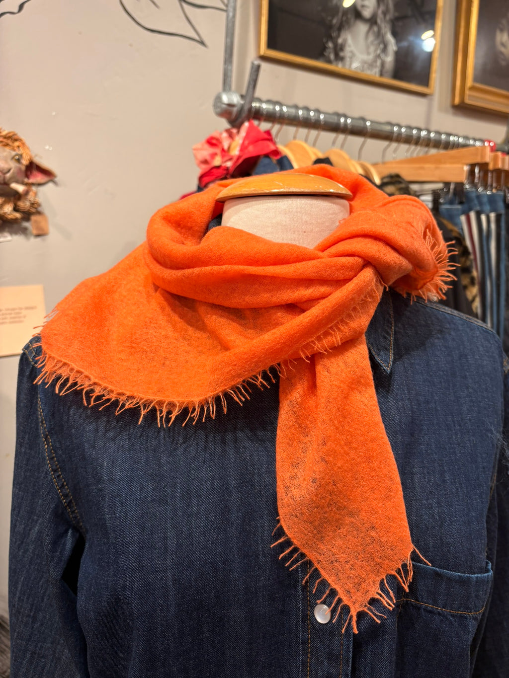 Fusion Coral Square Cashmere Scarf
