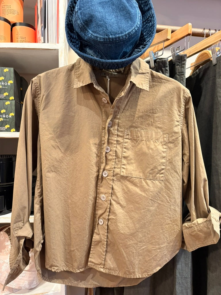 Poplin Button Down Shirt - Bark