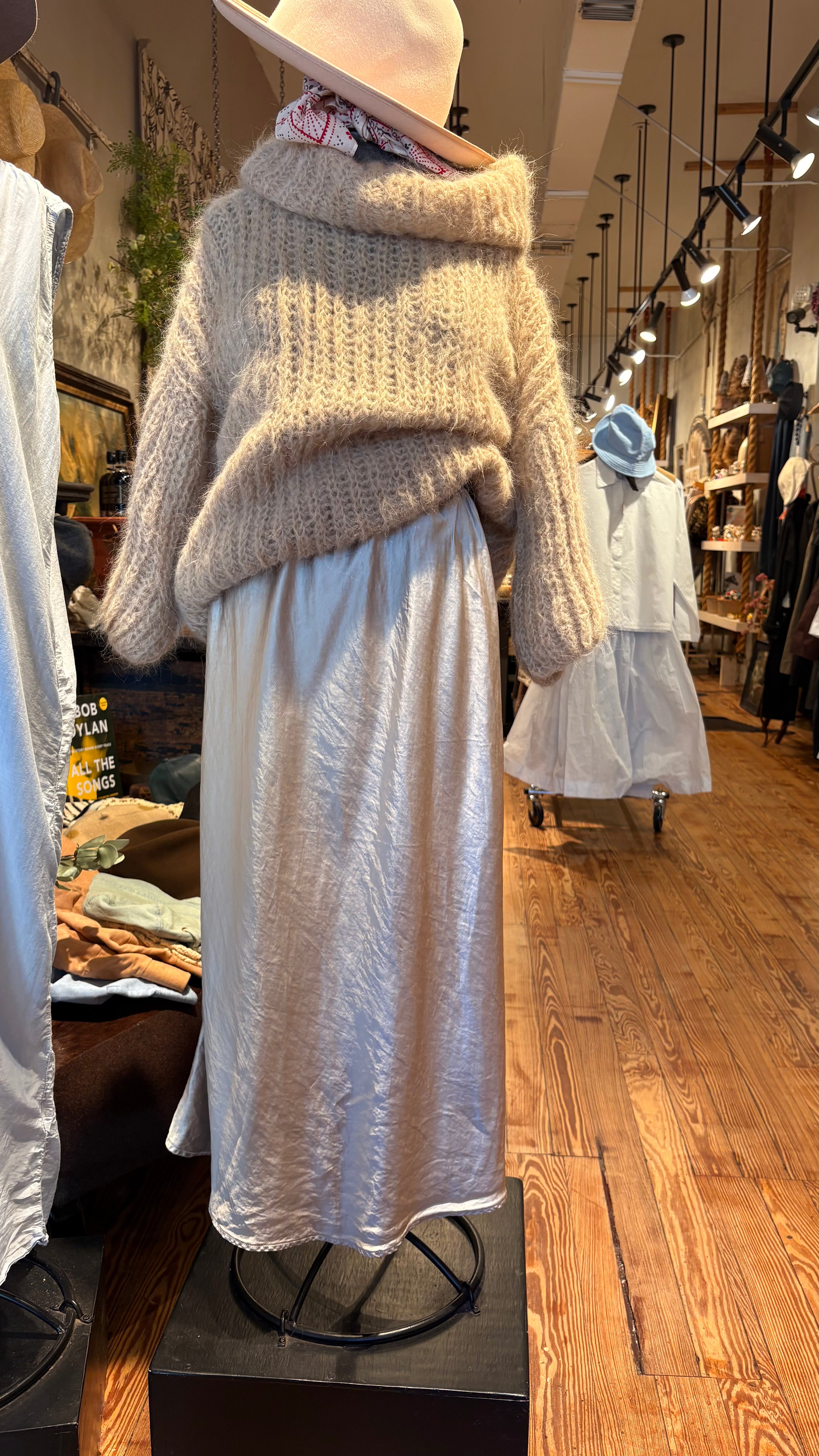 Washed Satin Skirt - Oat