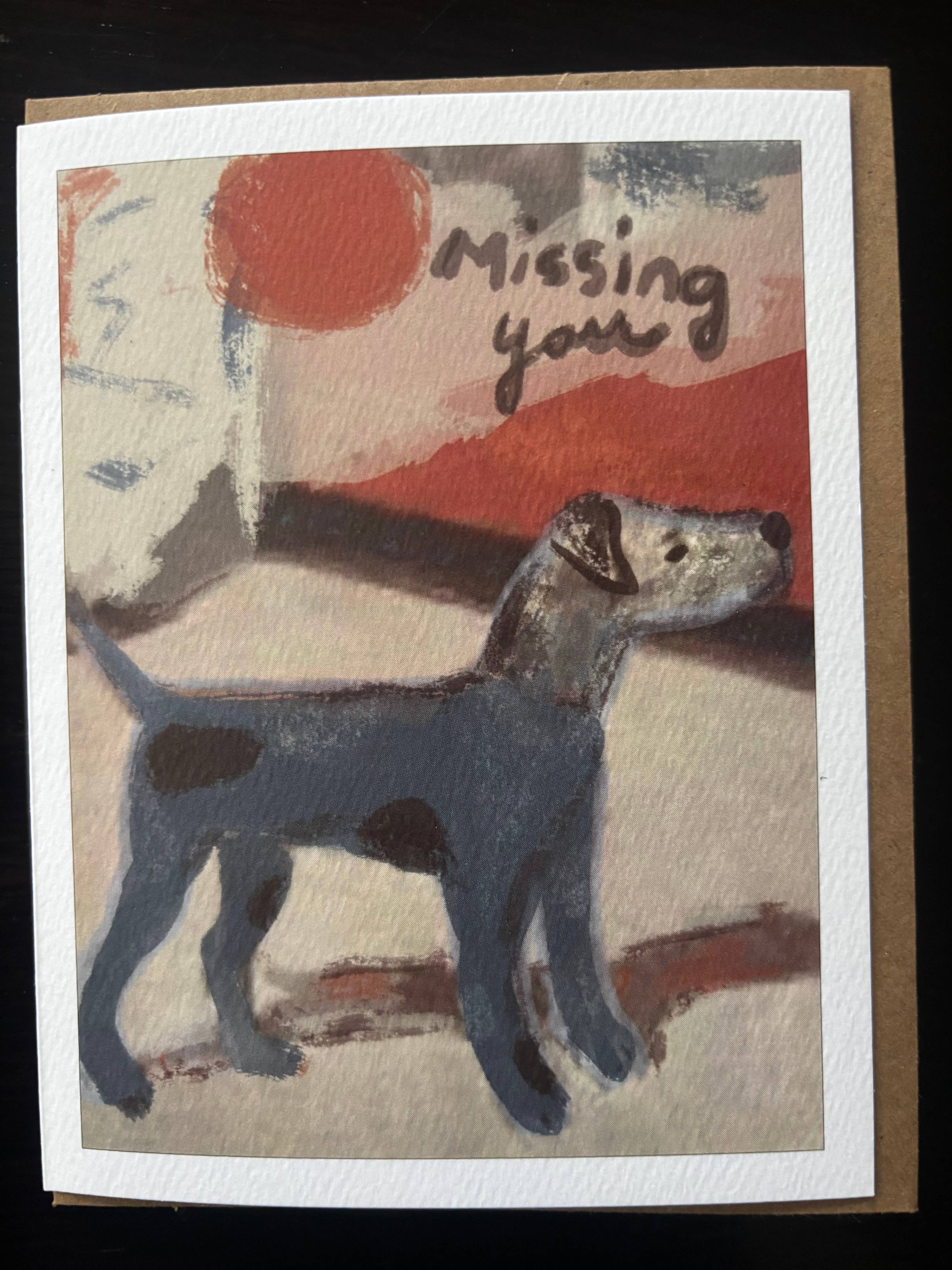 Missing you heartfelt beautifully illustrated dog pet card