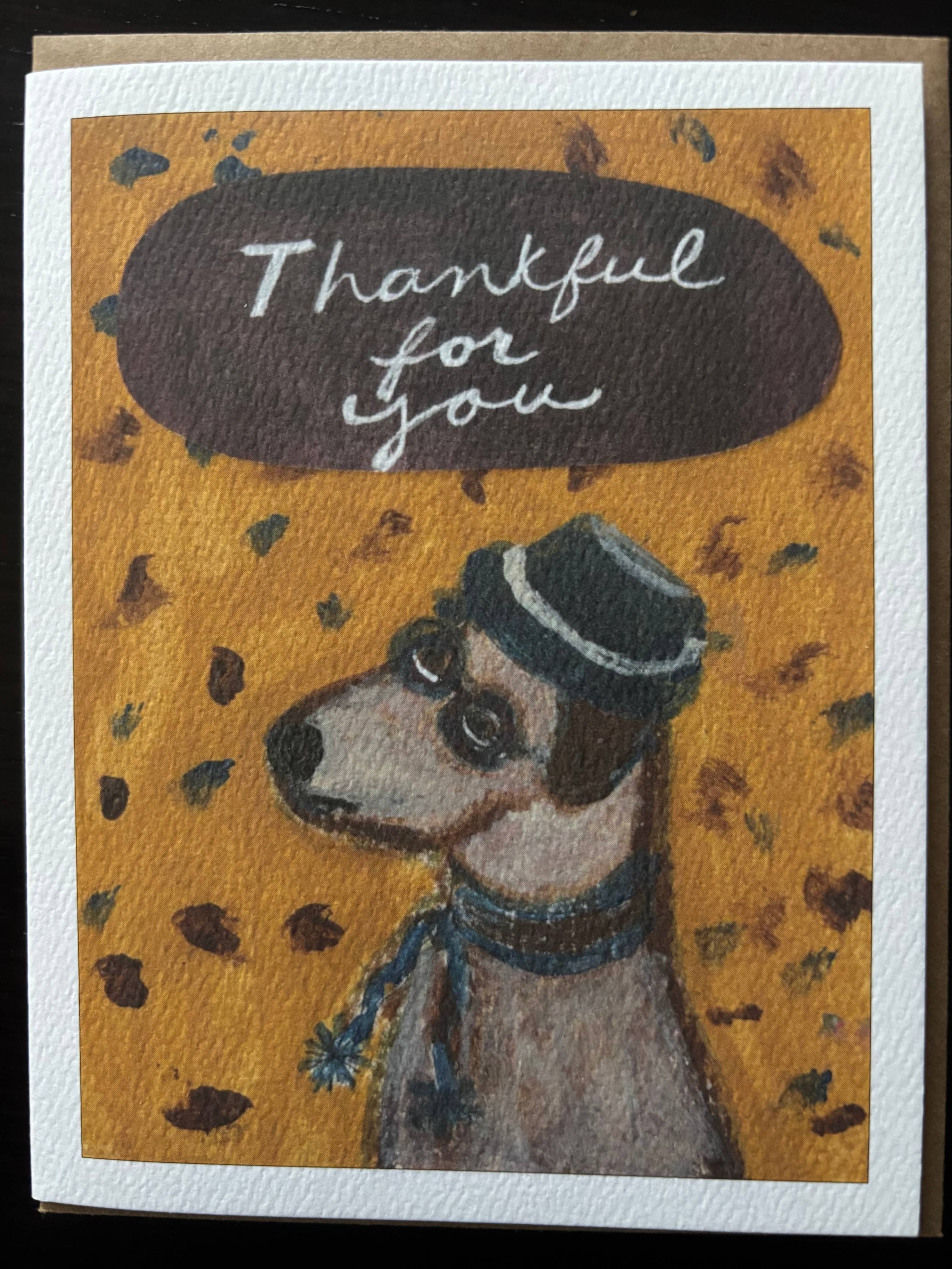 Thankful for you thoughtful in fall pet dog greeting card