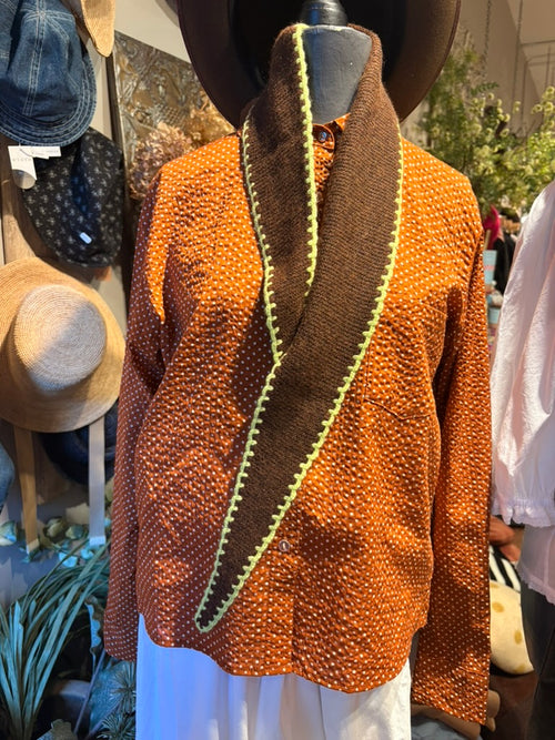 Americano Small Scarf with Crochet Edge