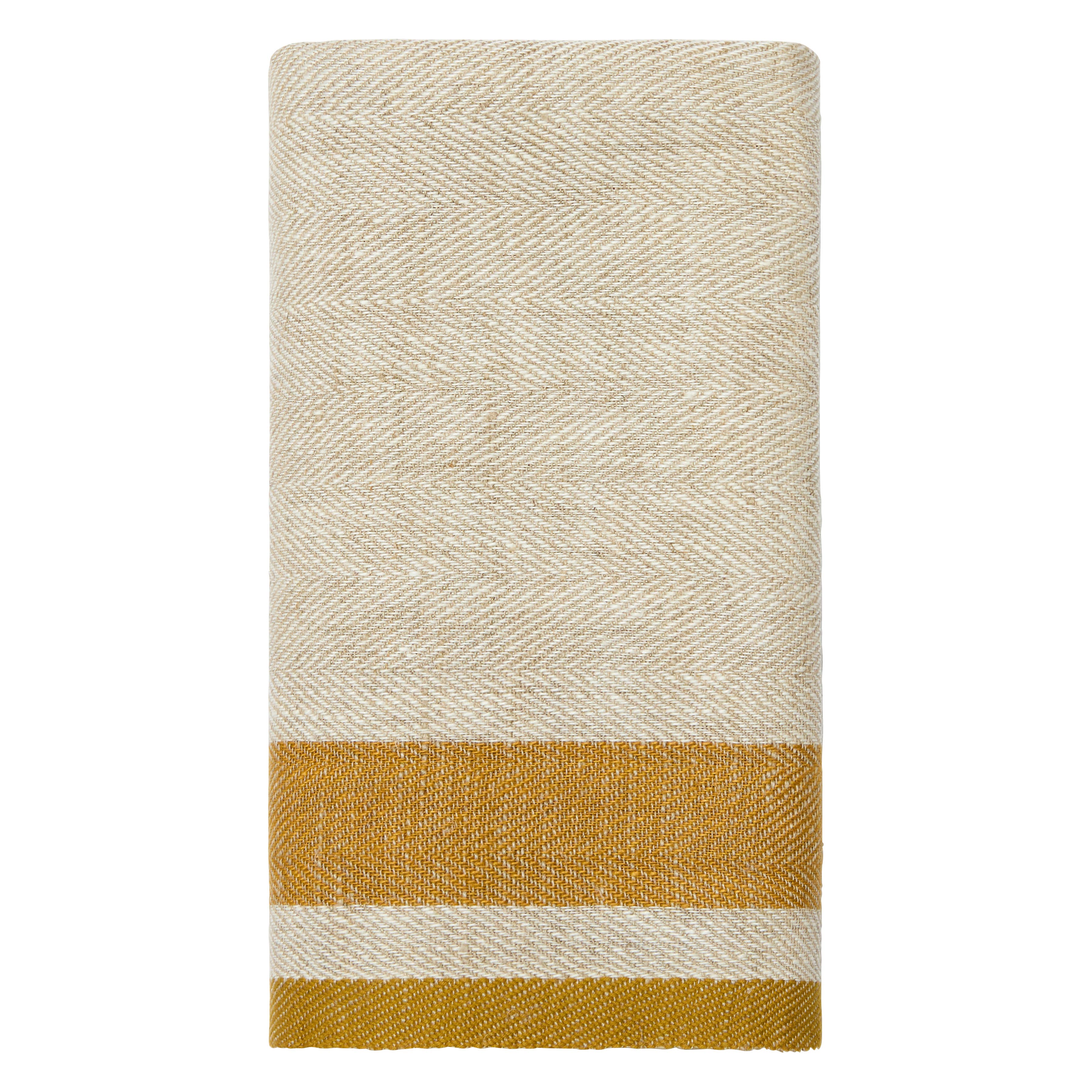 Natural & Mustard Tea Towels 20x30 - Set of 2