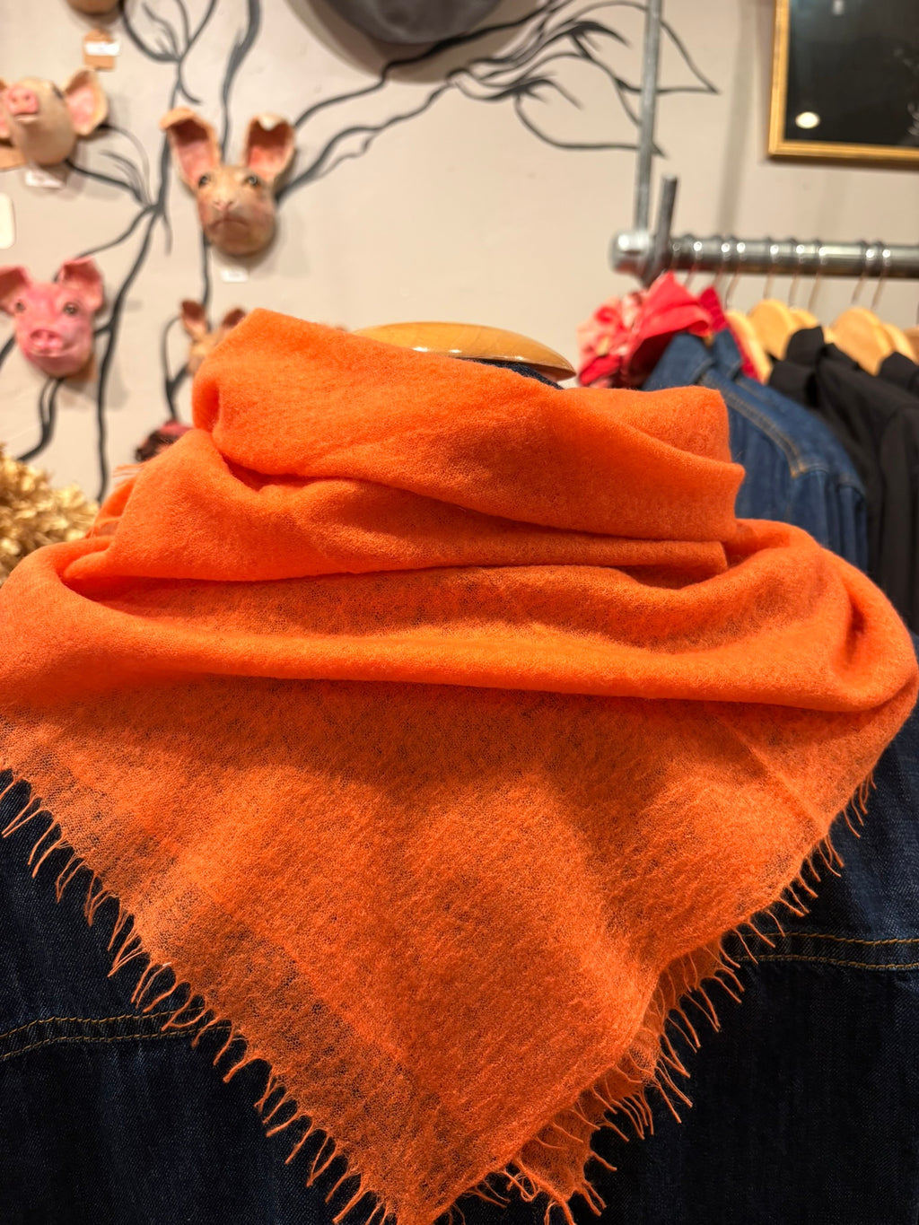 Fusion Coral Square Cashmere Scarf