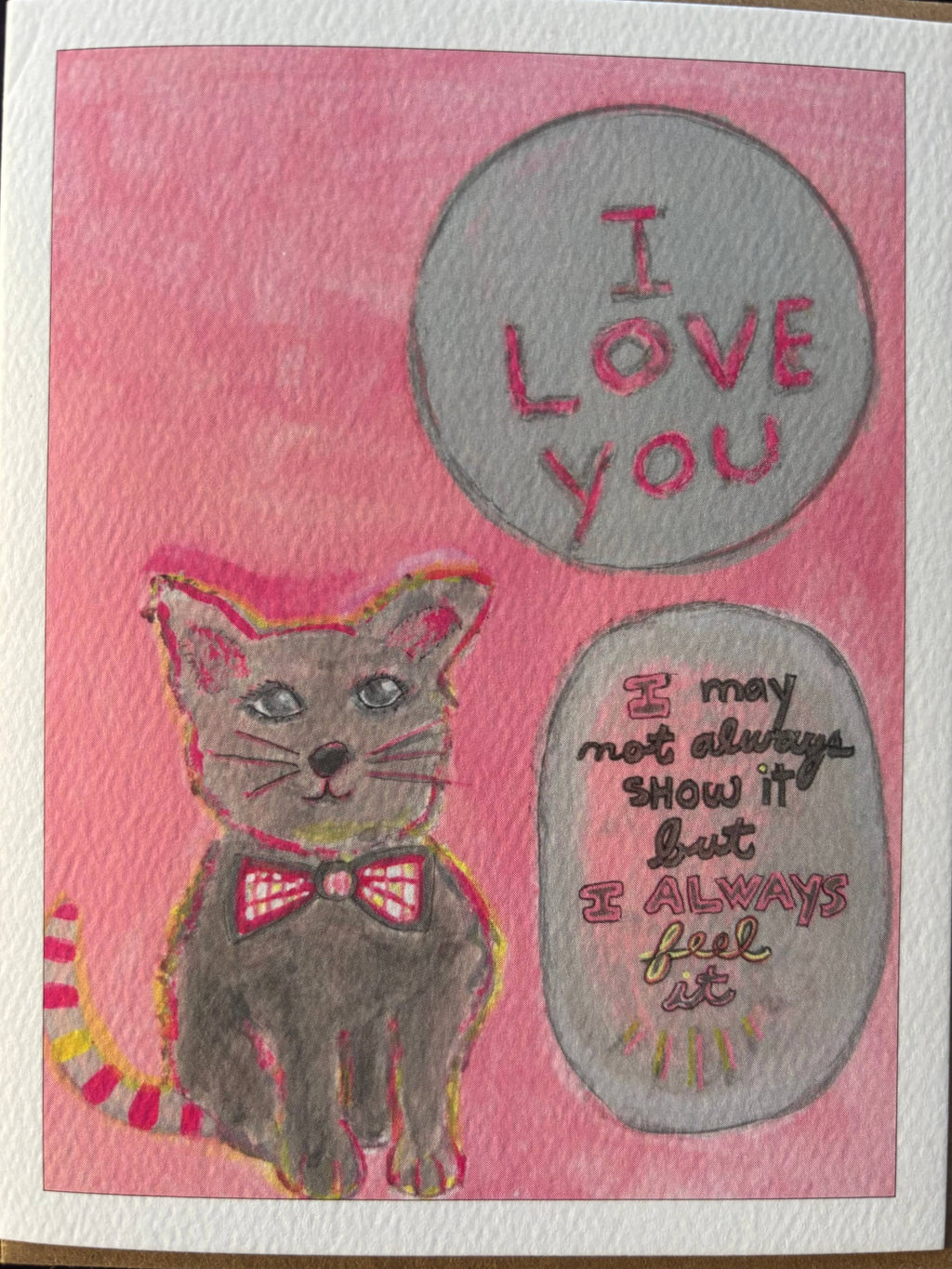 I love you cute kitty shades of pink cat greeting card