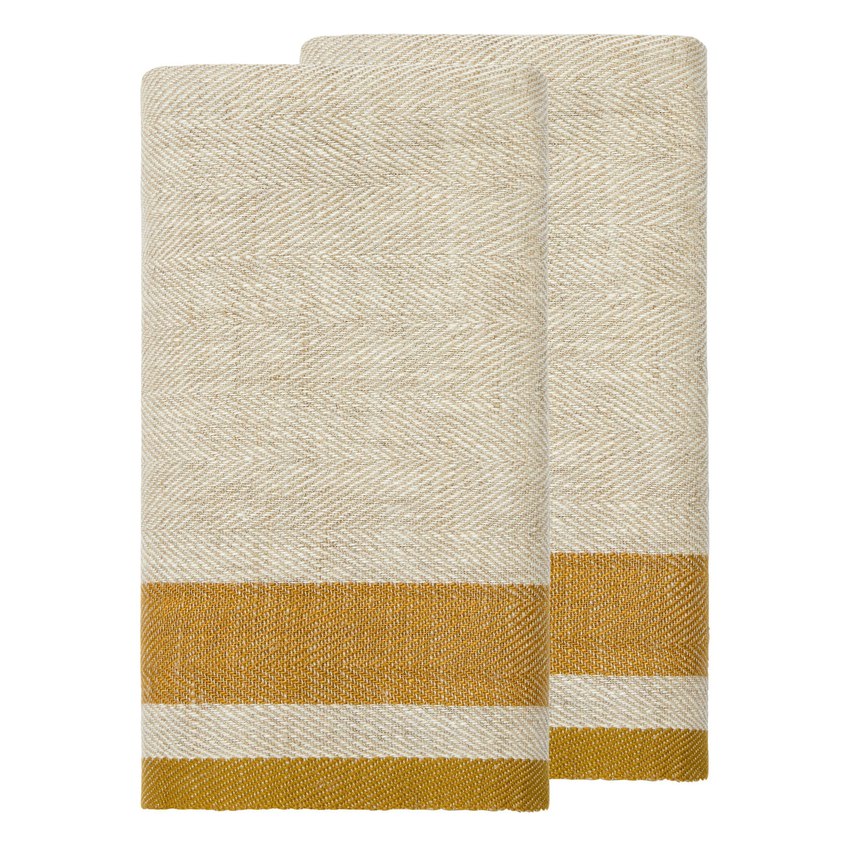 Natural & Mustard Tea Towels 20x30 - Set of 2