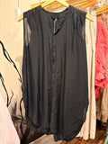 Cotton Silk Sleeveless Tunic - Black