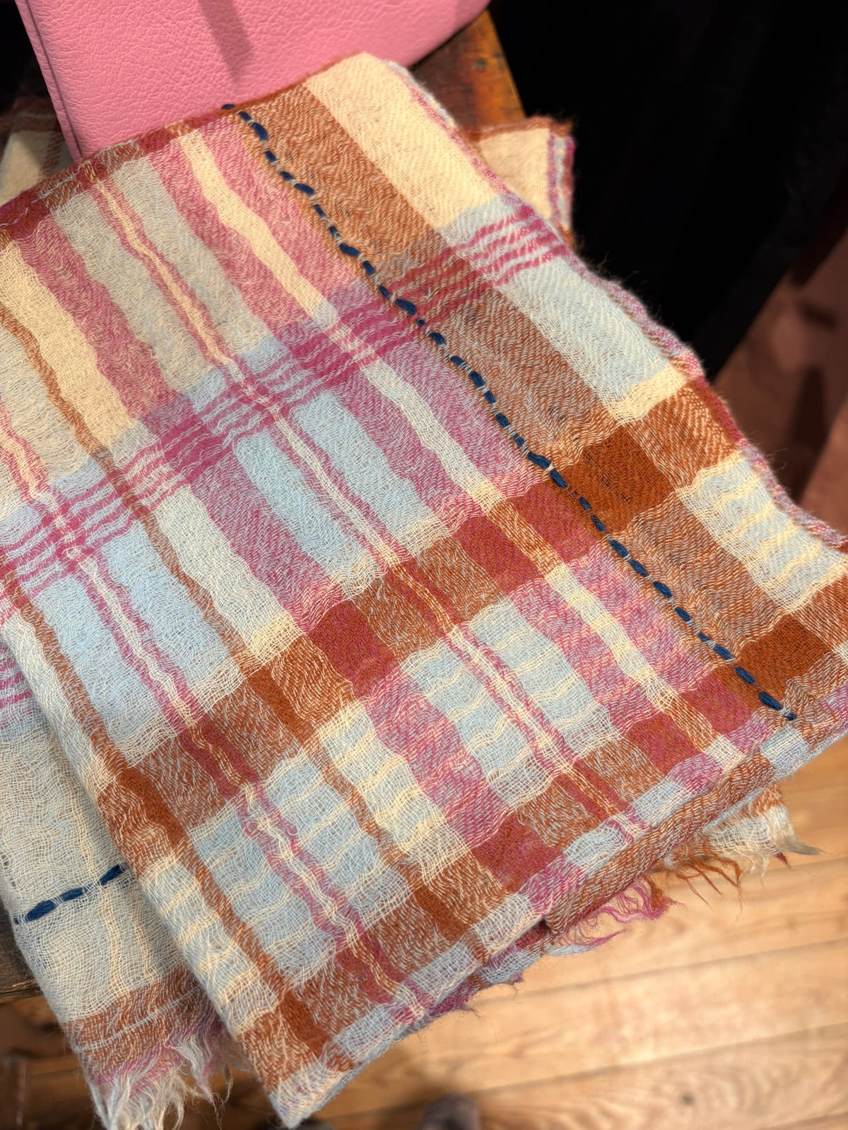 Baby Blue Large Plaid Square Scarf