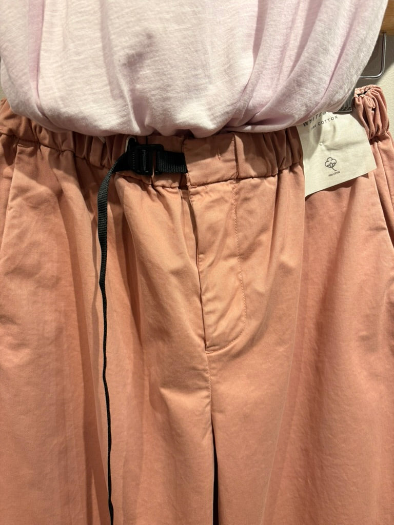 Belted Elastic Waist Cropped Wide Leg Pant in Rose