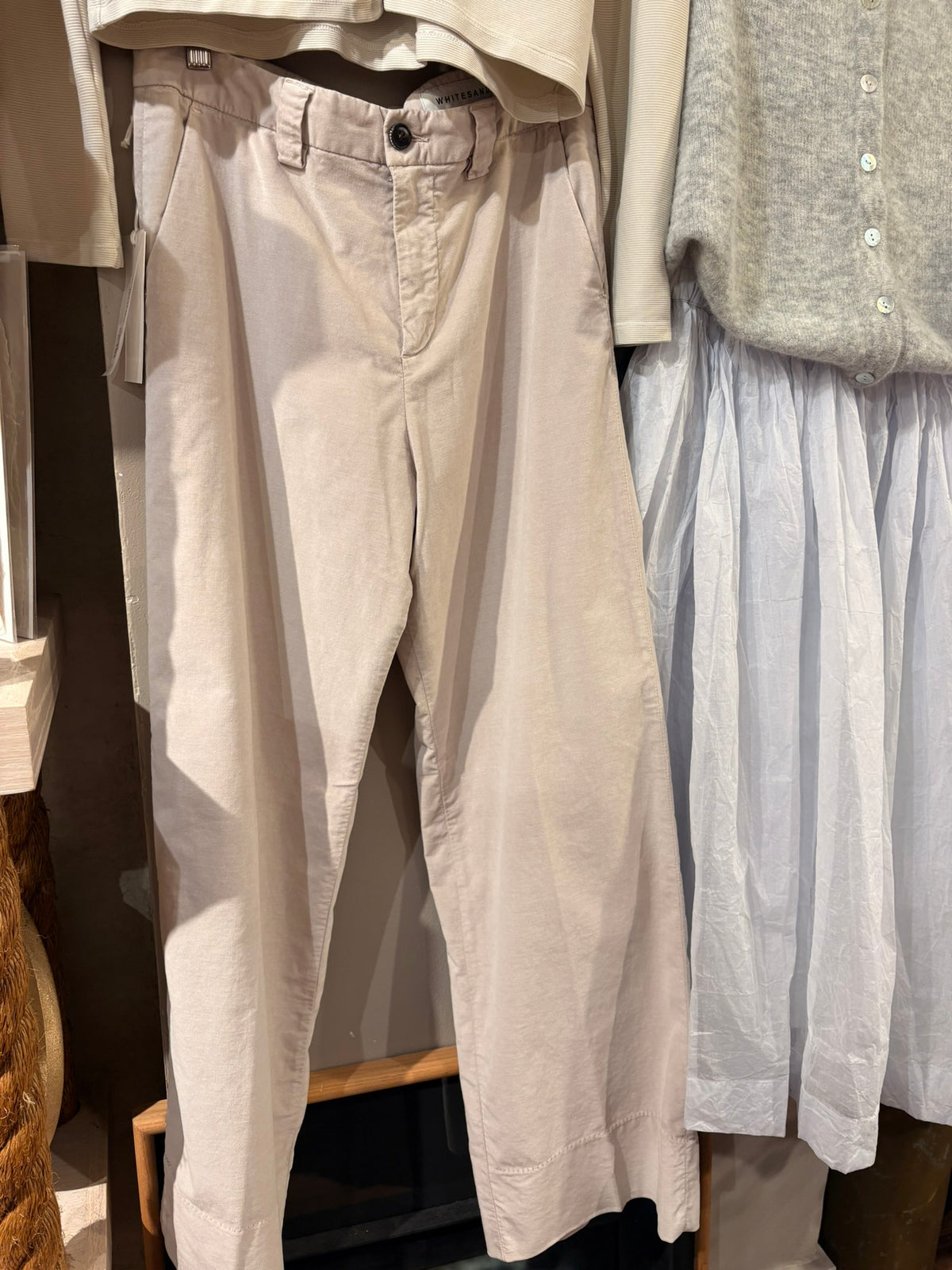Velvet Stretch Straight Leg Pant in Beige