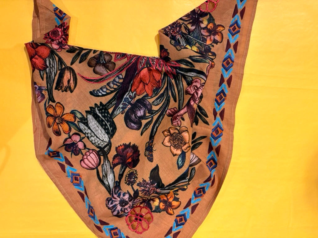 Golden Mustard Print Cotton Scarf