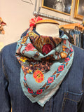 Aqua Mist Floral Print Cotton Scarf
