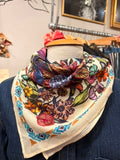 Soft Cream Floral Print Cotton Scarf