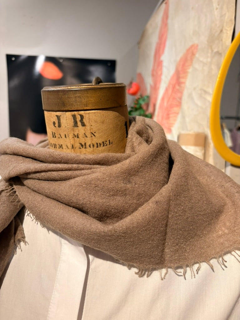 Taupe Solid Square Cashmere Scarf