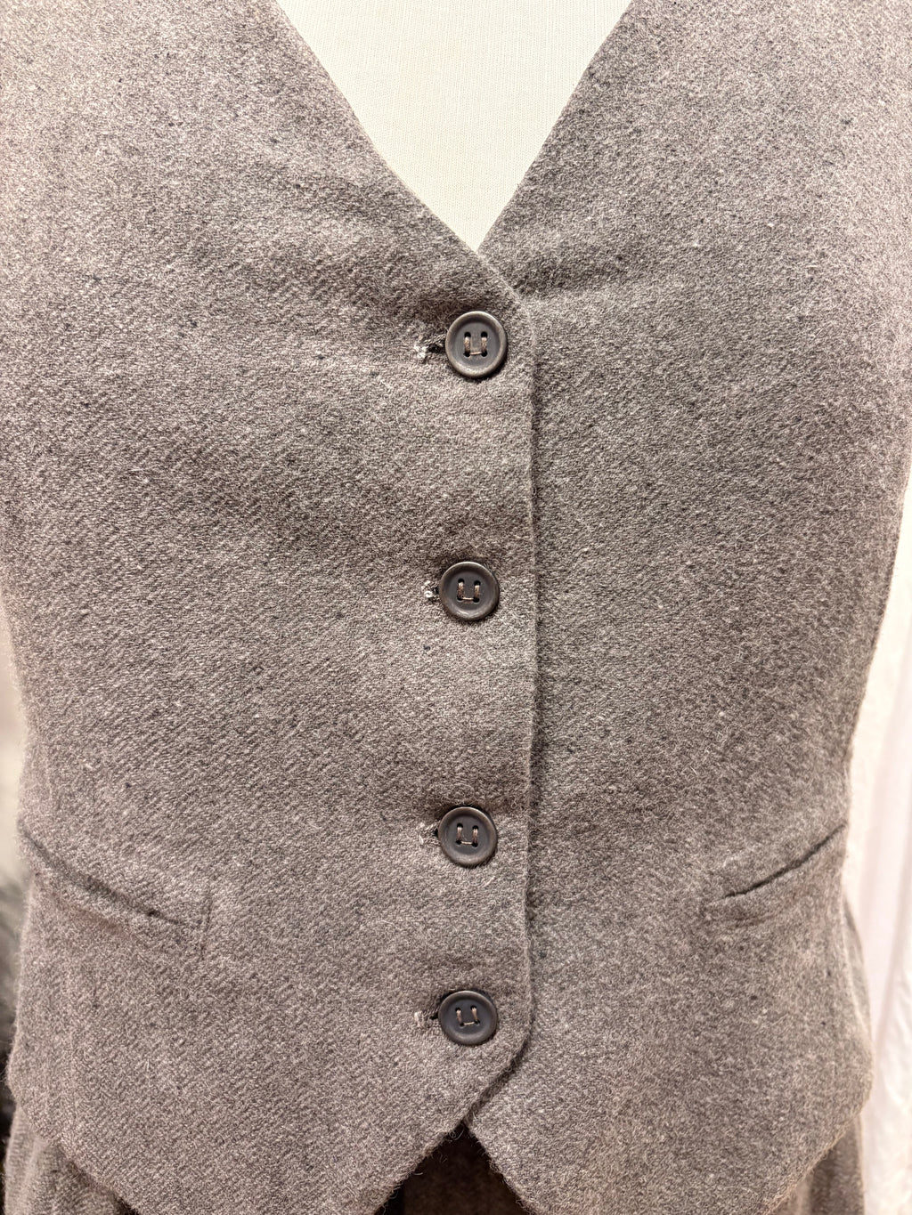 Wool-Silk Blend Vest with Back Tie