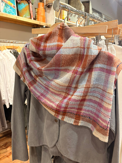 Baby Blue Large Plaid Square Scarf