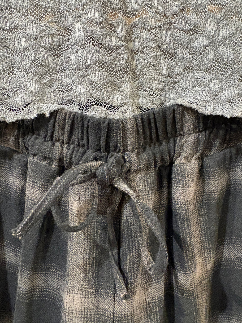 Plaid Pants with Drawstring