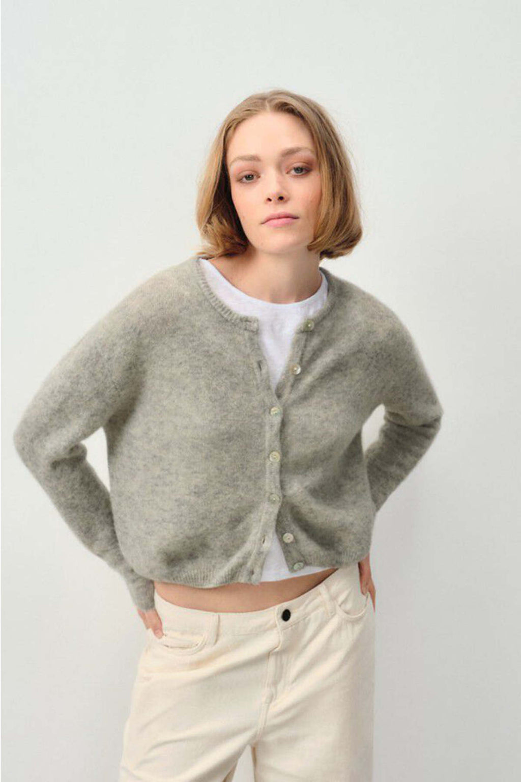 Wool Cardigan - Light Grey
