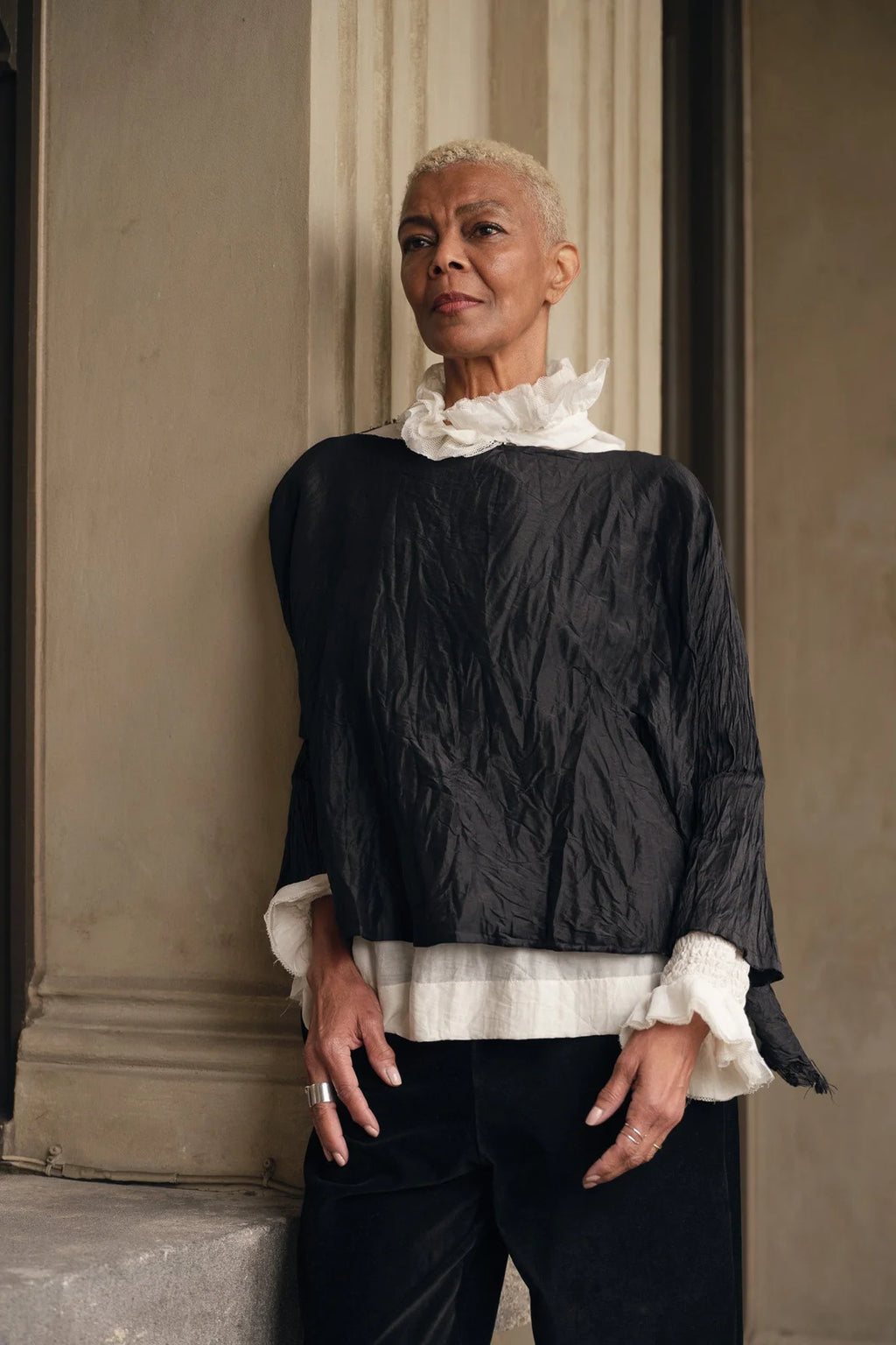 Agnès Silk Top - Black