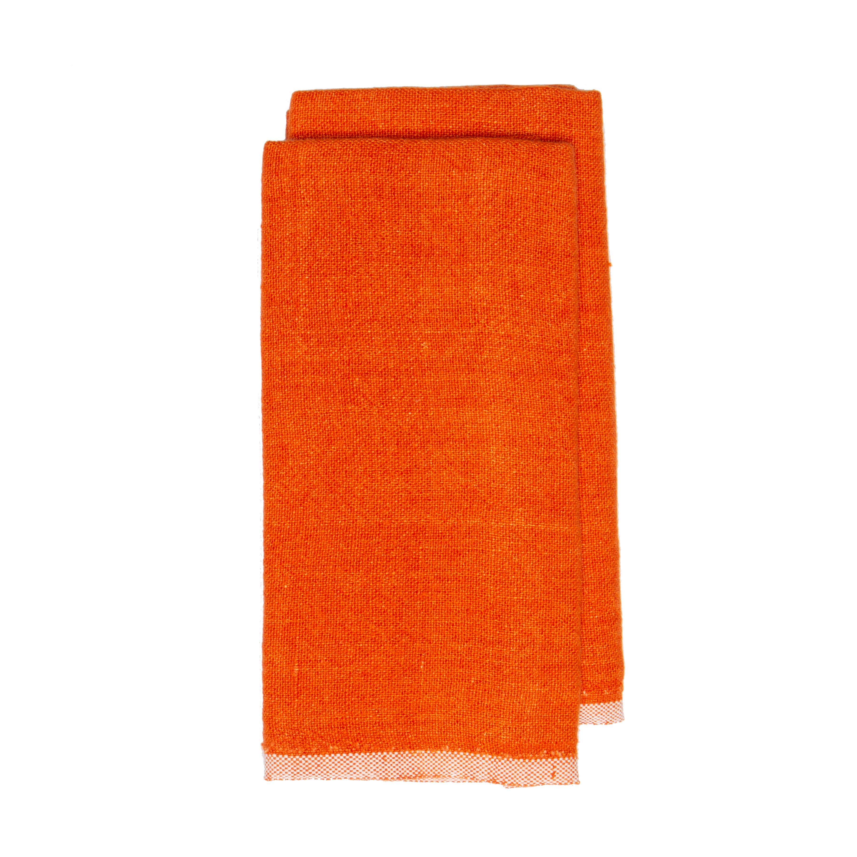 Orange Linen Tea Towels 20x30 - Set of 2