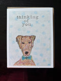 Thinking of you terrier in bow tie dog card