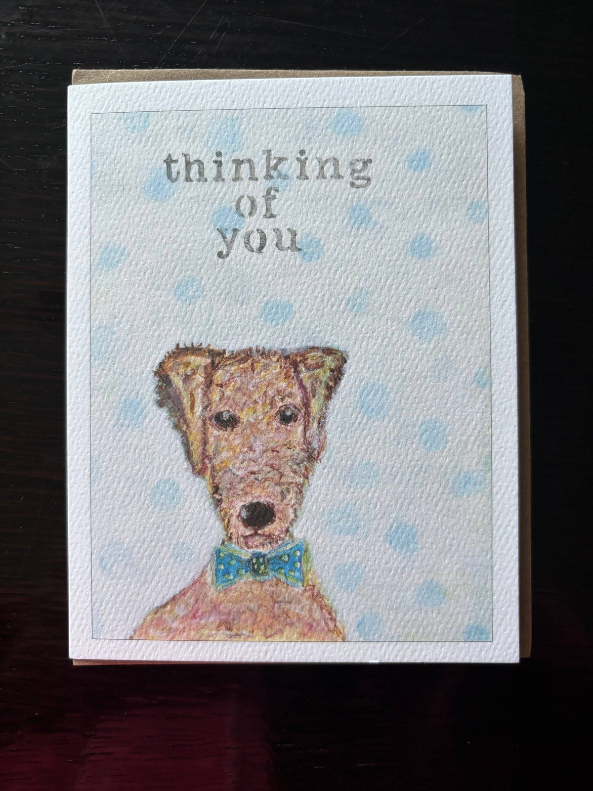 Thinking of you terrier in bow tie dog card