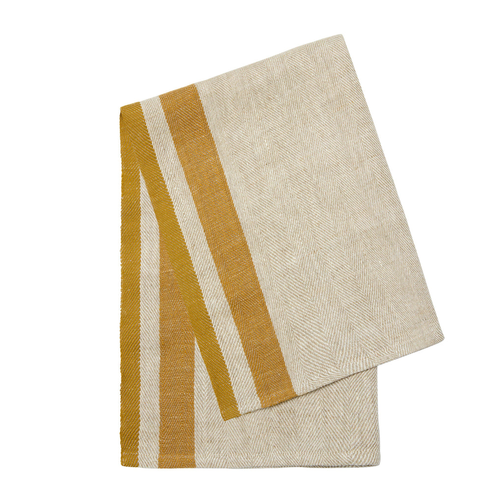 Natural & Mustard Tea Towels 20x30 - Set of 2