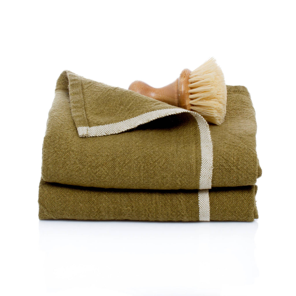 Forest Green Linen Tea Towels 20x30 - Set of 2