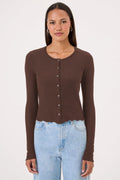 Damask Jersey Long Sleeve Button Front Cardigan