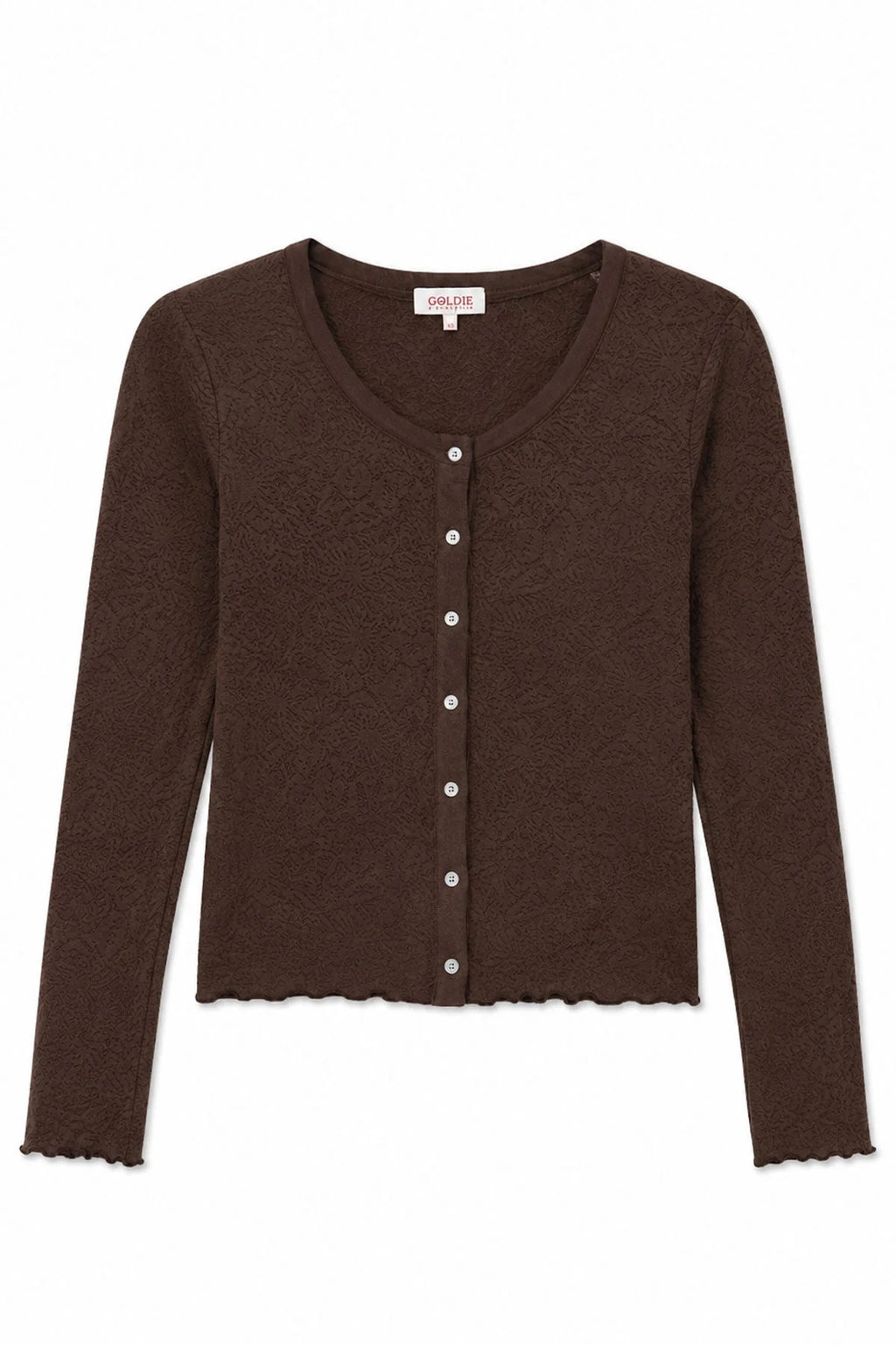 Damask Jersey Long Sleeve Button Front Cardigan