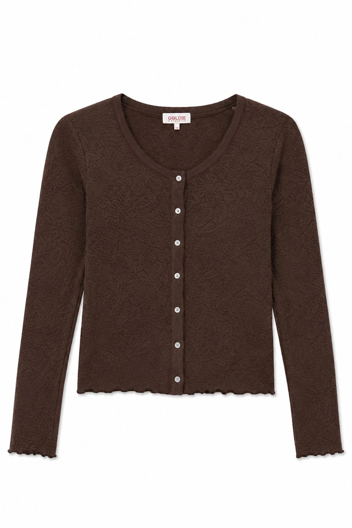 Damask Jersey Long Sleeve Button Front Cardigan