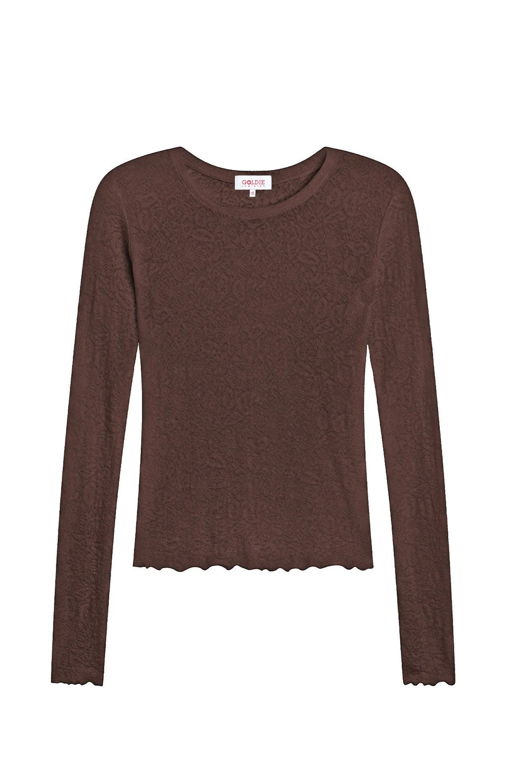Damask Jersey Long Sleeve Crew Neck