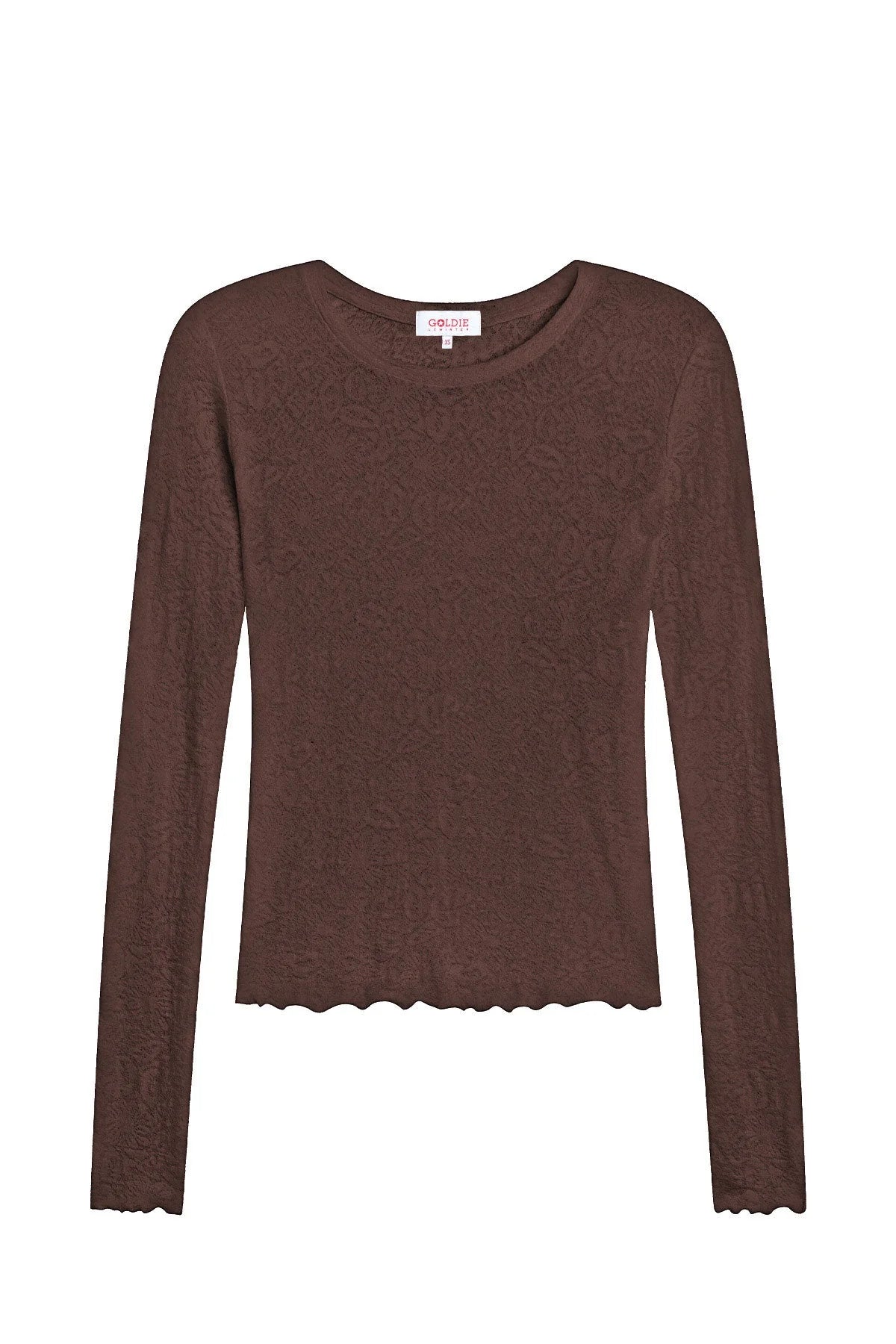Damask Jersey Long Sleeve Crew Neck